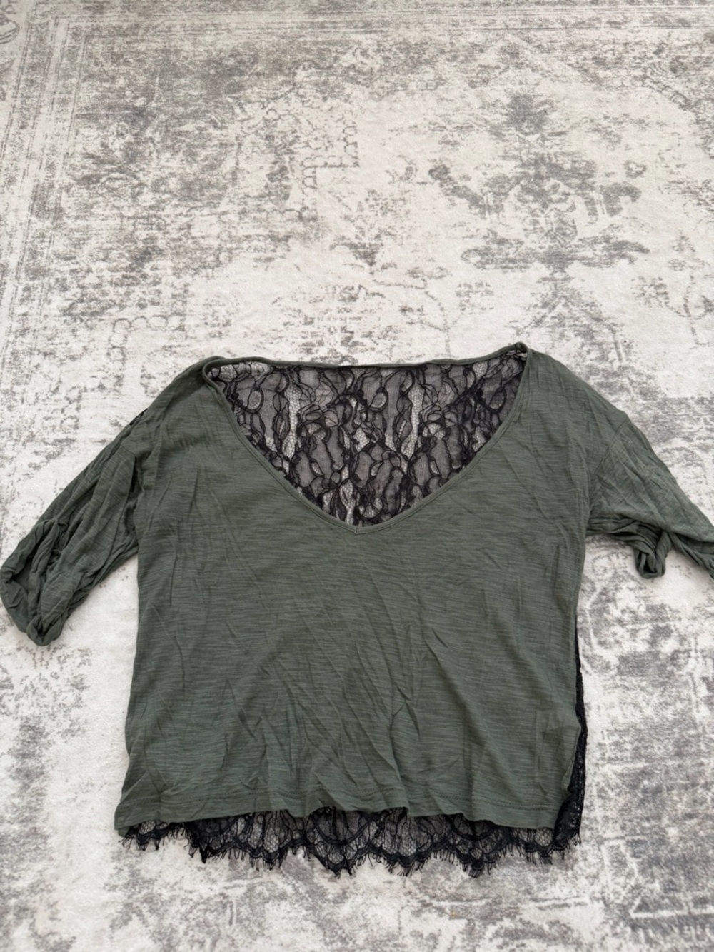 Blue Life Olive Green Lace-Back Tank Top- Size S
